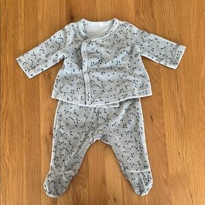 Boutchou Cozy Green and Dark Blue Kids Pajama Set